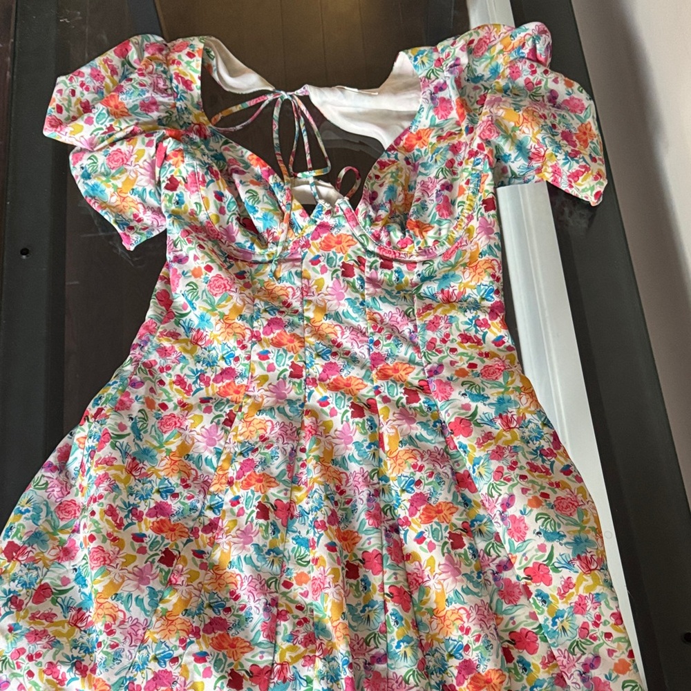 For love and lemons Floral dress with puff sleeve